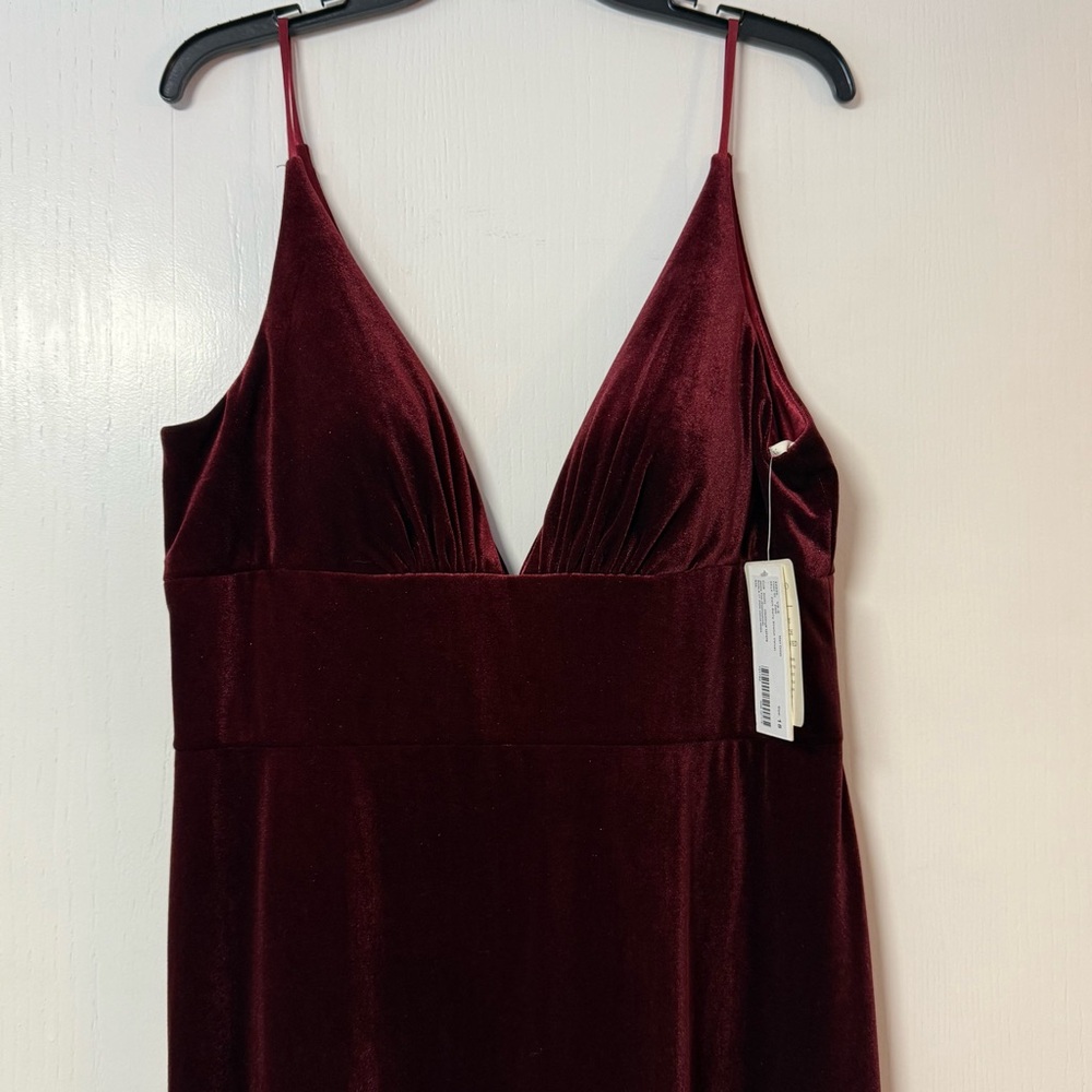 NWT Women’s Jenny Yoo Mari Dress in Dark Berry Stretch Velvet
